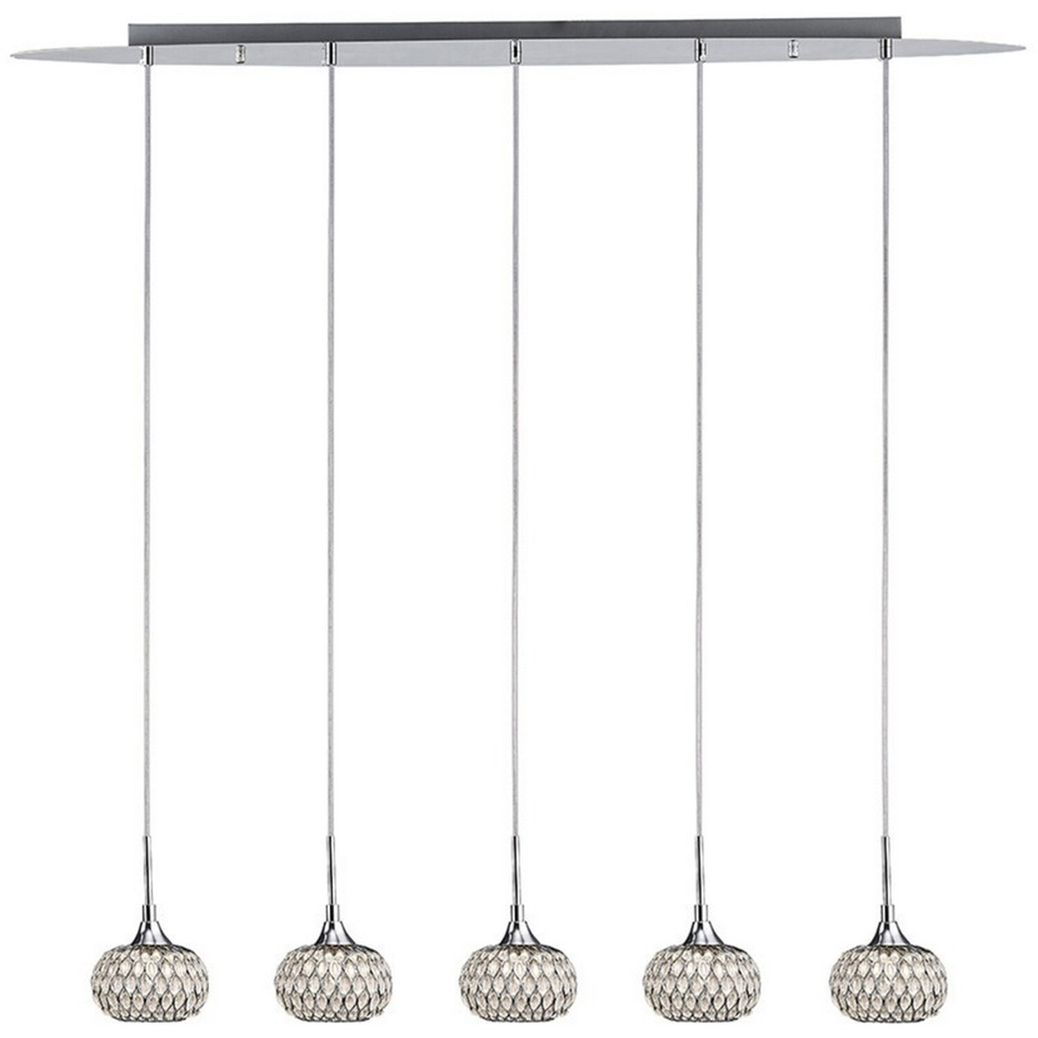 Chelsie Ceiling Pendant 5 Light Line Polished Chrome, Clear Glass - Polished Chrome