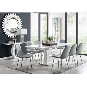 Arezzo Large Extending Dining Table with 8 Corona Silver Leg Chairs