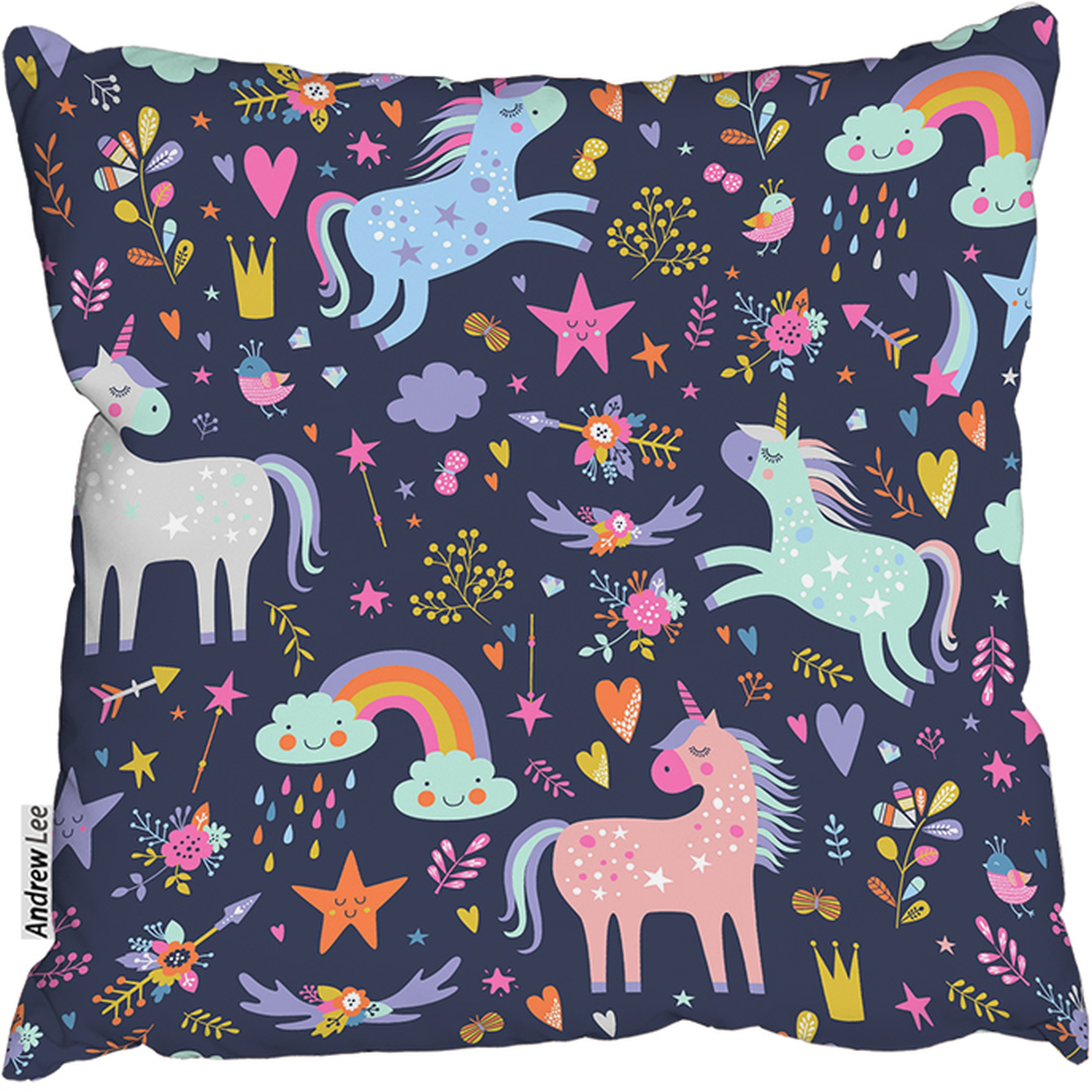 Unicorns On Navy Outdoor Cushion - Purple / 45cm