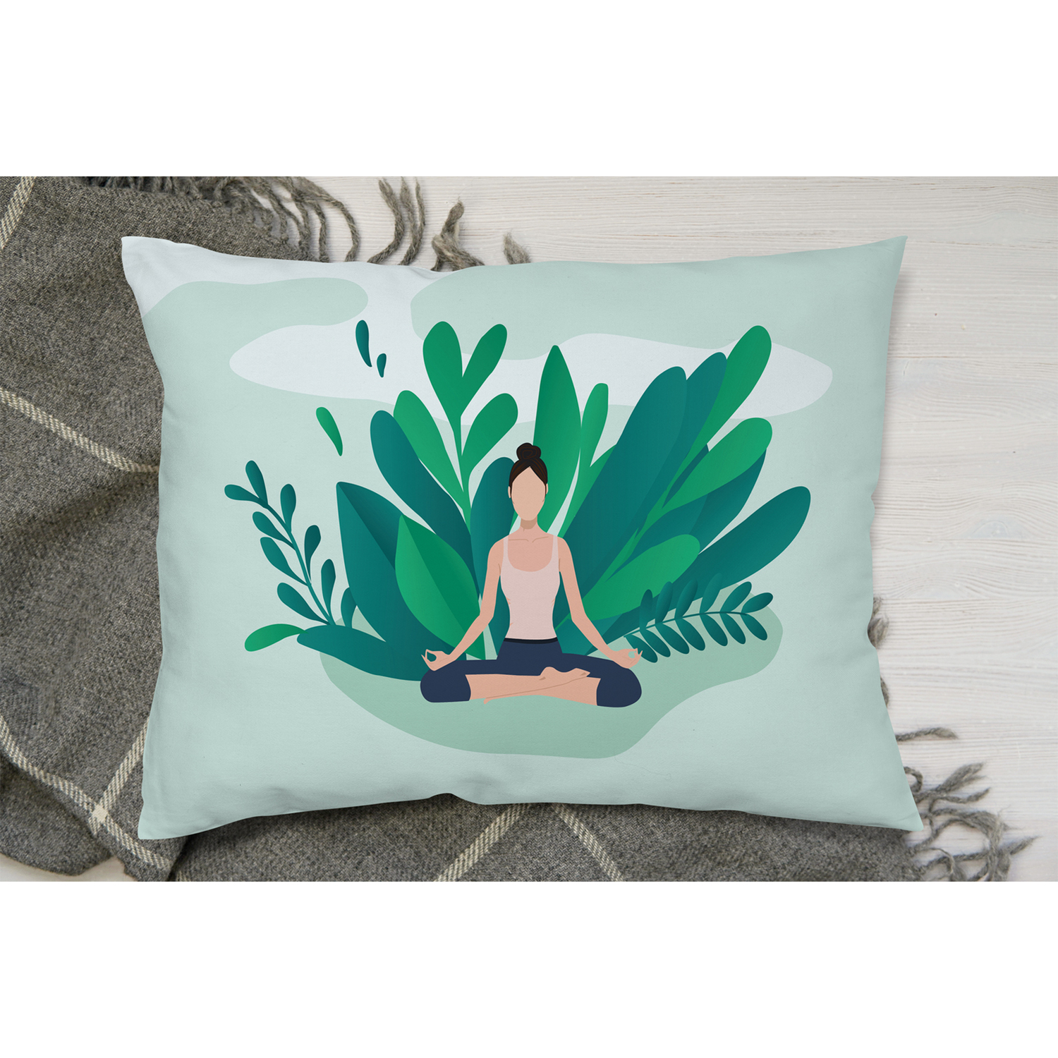 Woman Meditating Cushion - Green