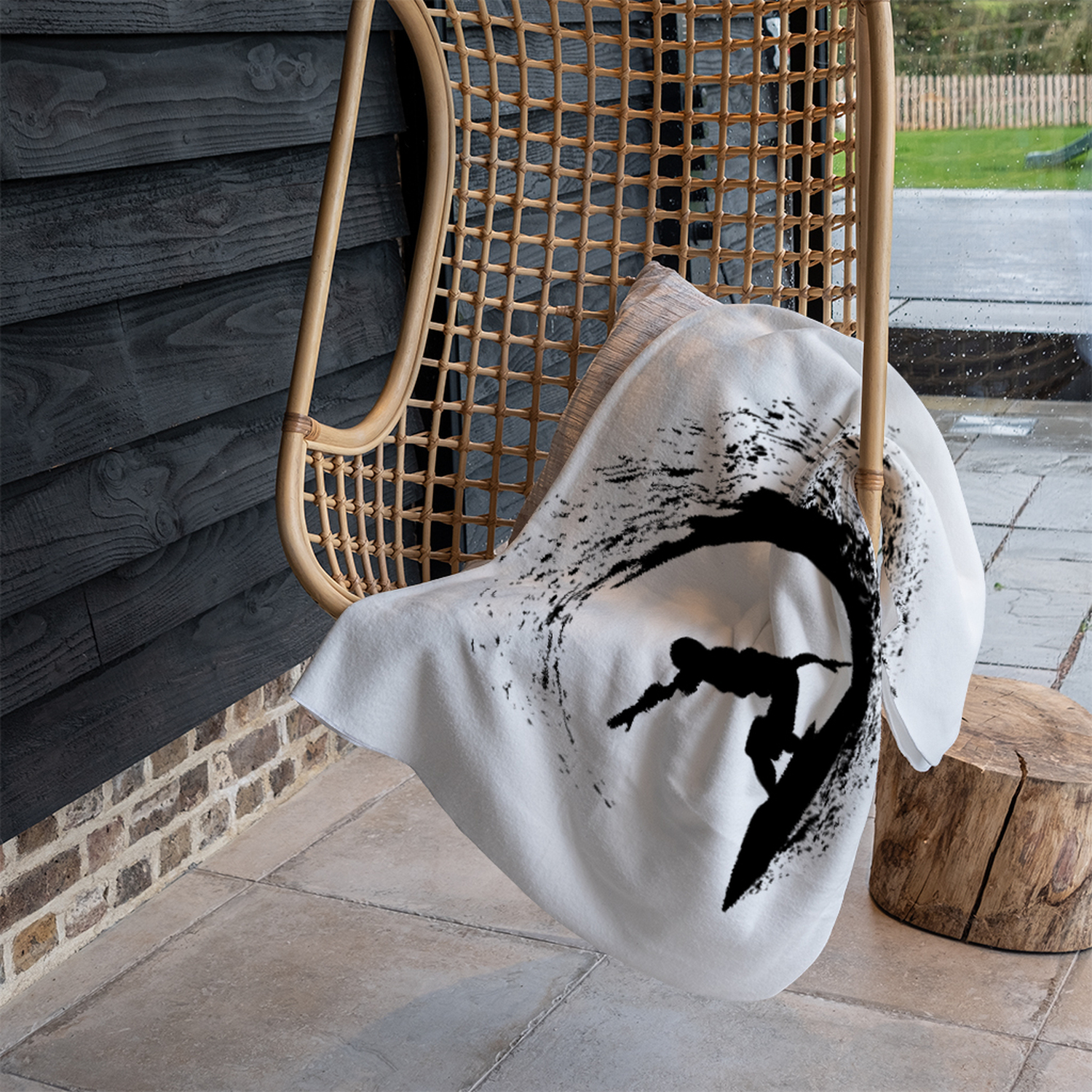 Surfer Silhouette Blanket - Black