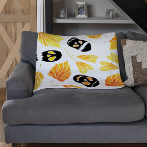 Autumn Leaves  Halloween Skulls Blanket