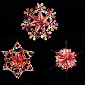 3 Hanging Foil Stars Rose And Gold