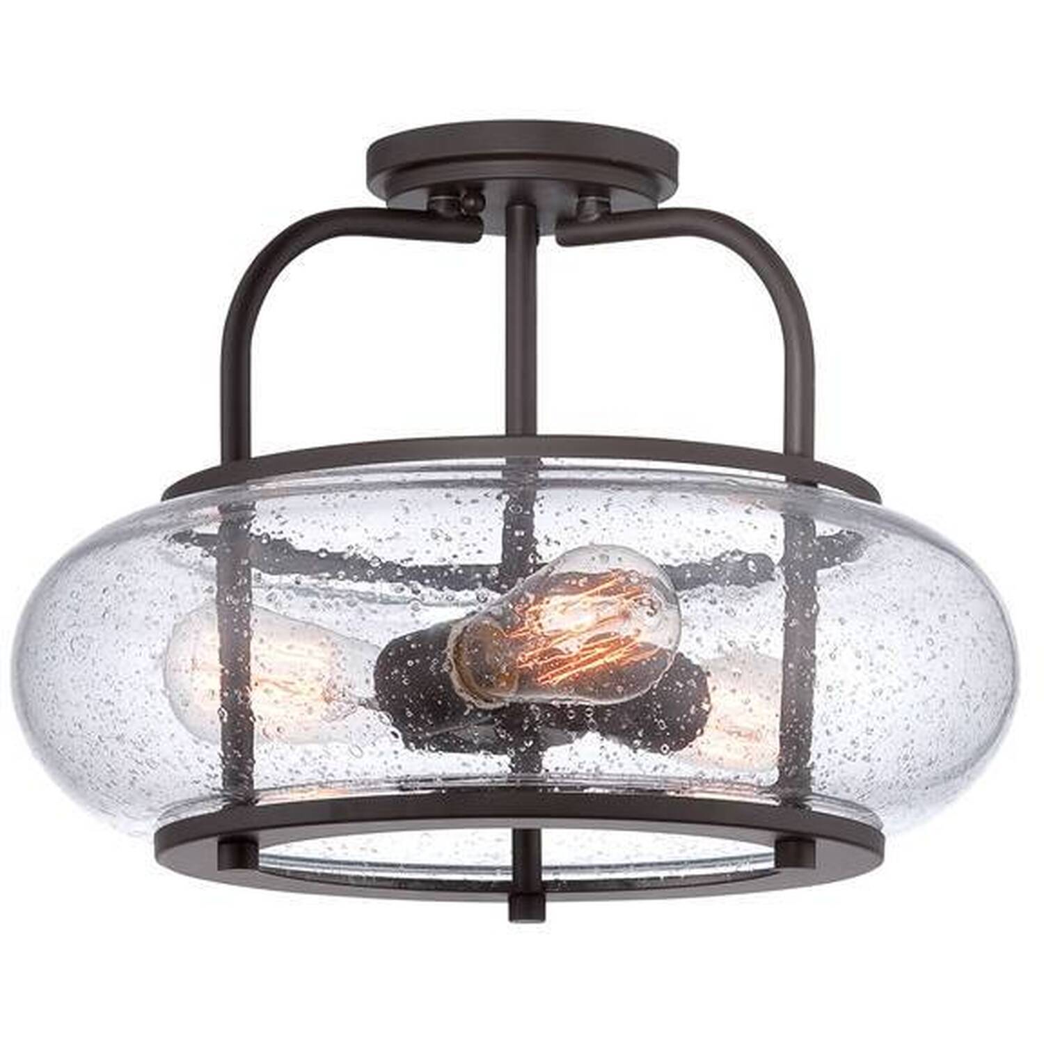 Trilogy 3 Light Medium Semi Flush Ceiling Light Old Bronze, E27 - Old Bronze