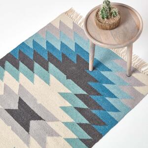 Homescapes Helsinki Geometric Kilim Wool Rug
