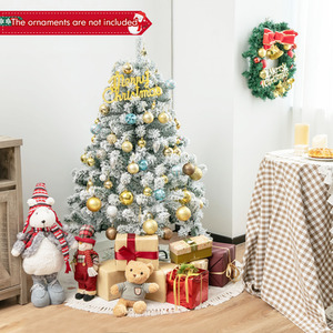 4.5FT Flocked Christmas Tree with PVC Branch Tips