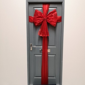 Christmas Door Bow with Door Ribbon Wrap