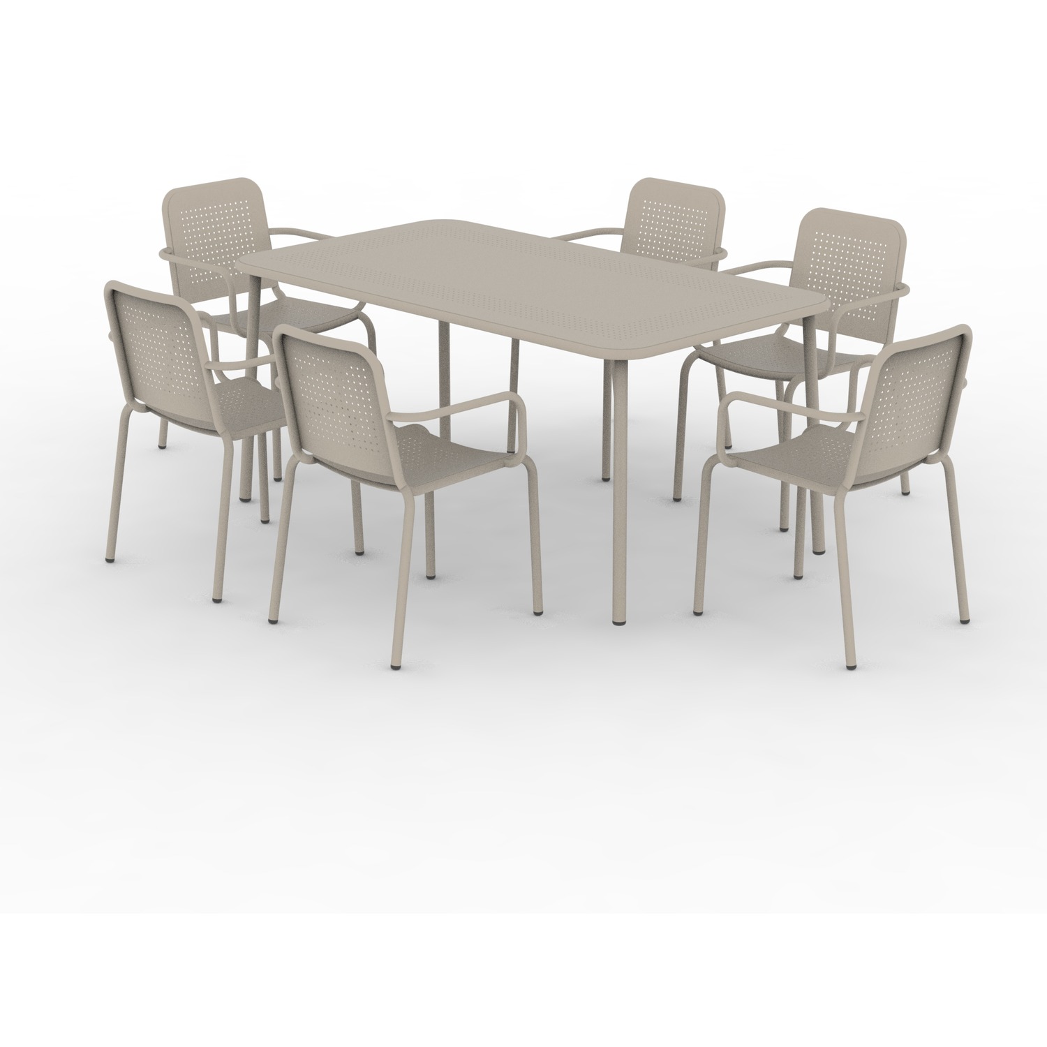 Porto 7 Piece Rectangular Metal Dining Set - Champagne