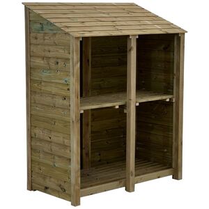 Double Bay Wooden Premium Tongue And Groove Log Store With Kindling Shelf