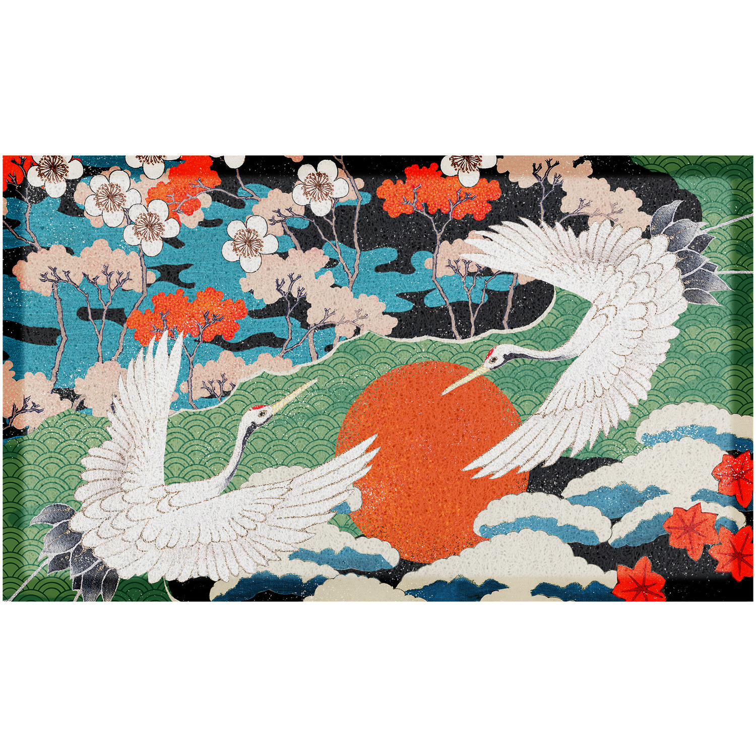 Japanese Bird Indoor Outdoor Doormat - Green