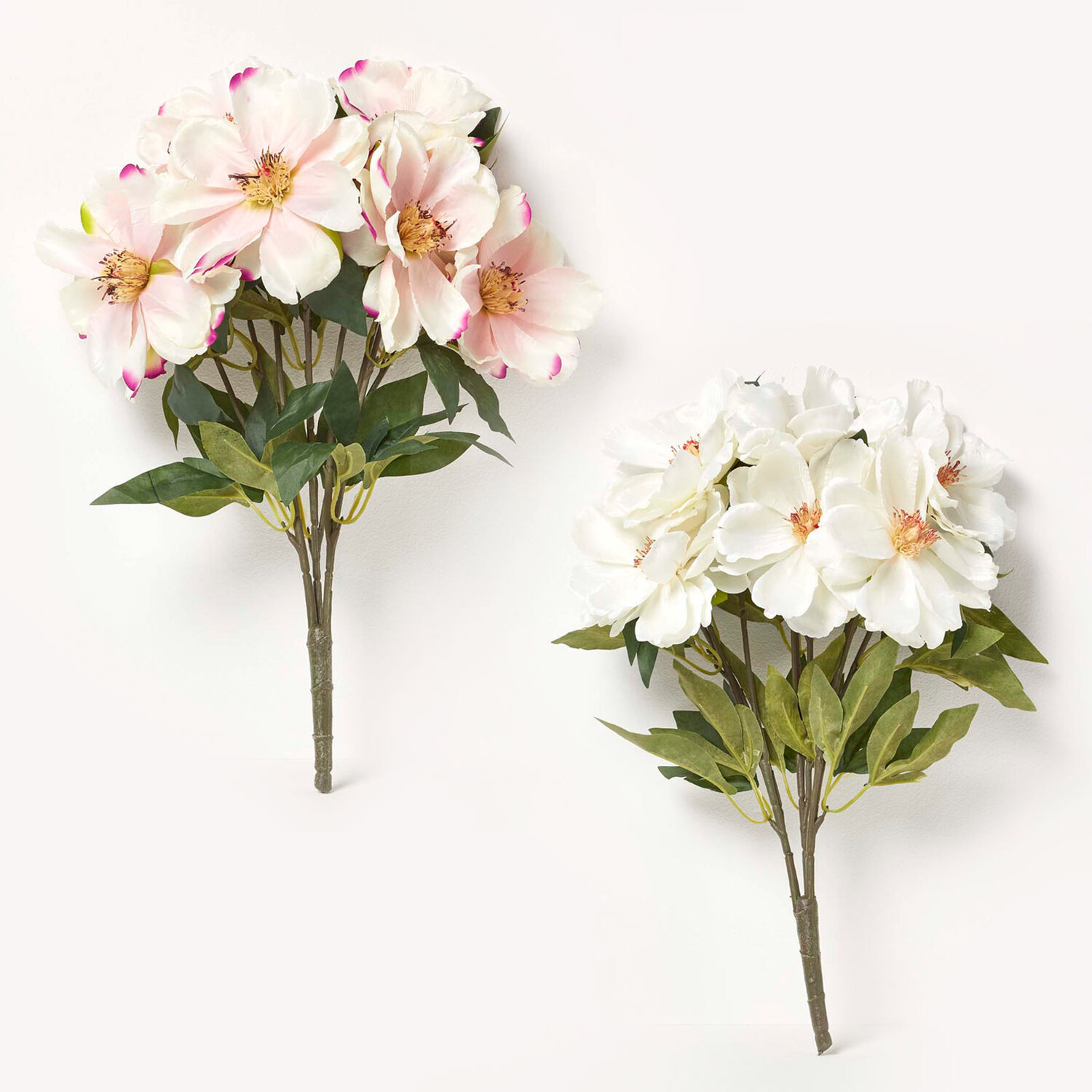 Homescapes Set of 2 Pink and Cream Artificial Magnolia Bouquet Arrangements - Blush Pink, Cream
