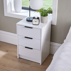 White Home Source Phoenix 3 Drawer Bedside  shot 6115006