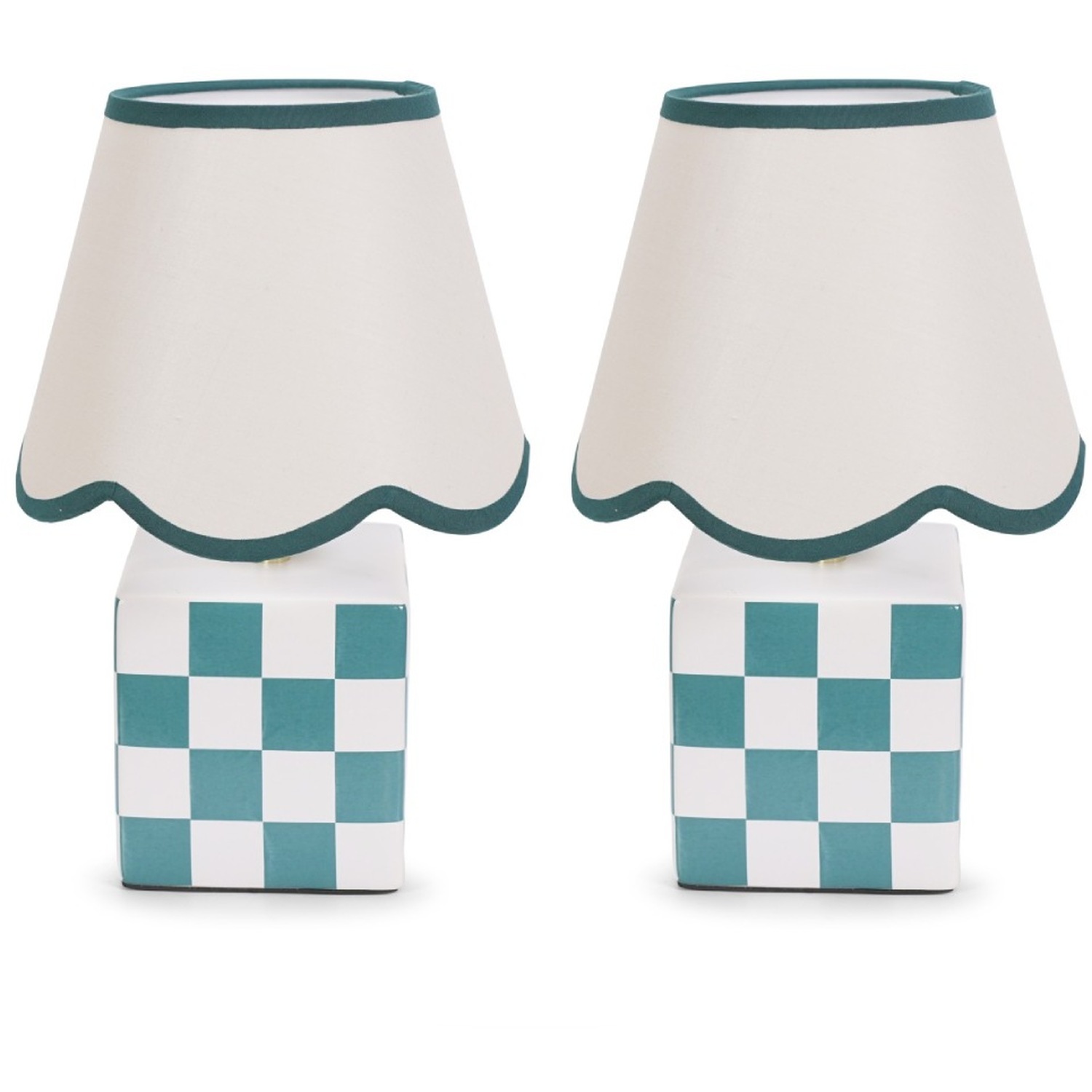 Pair of Evie Table Lamp - Green / Bulbs Included