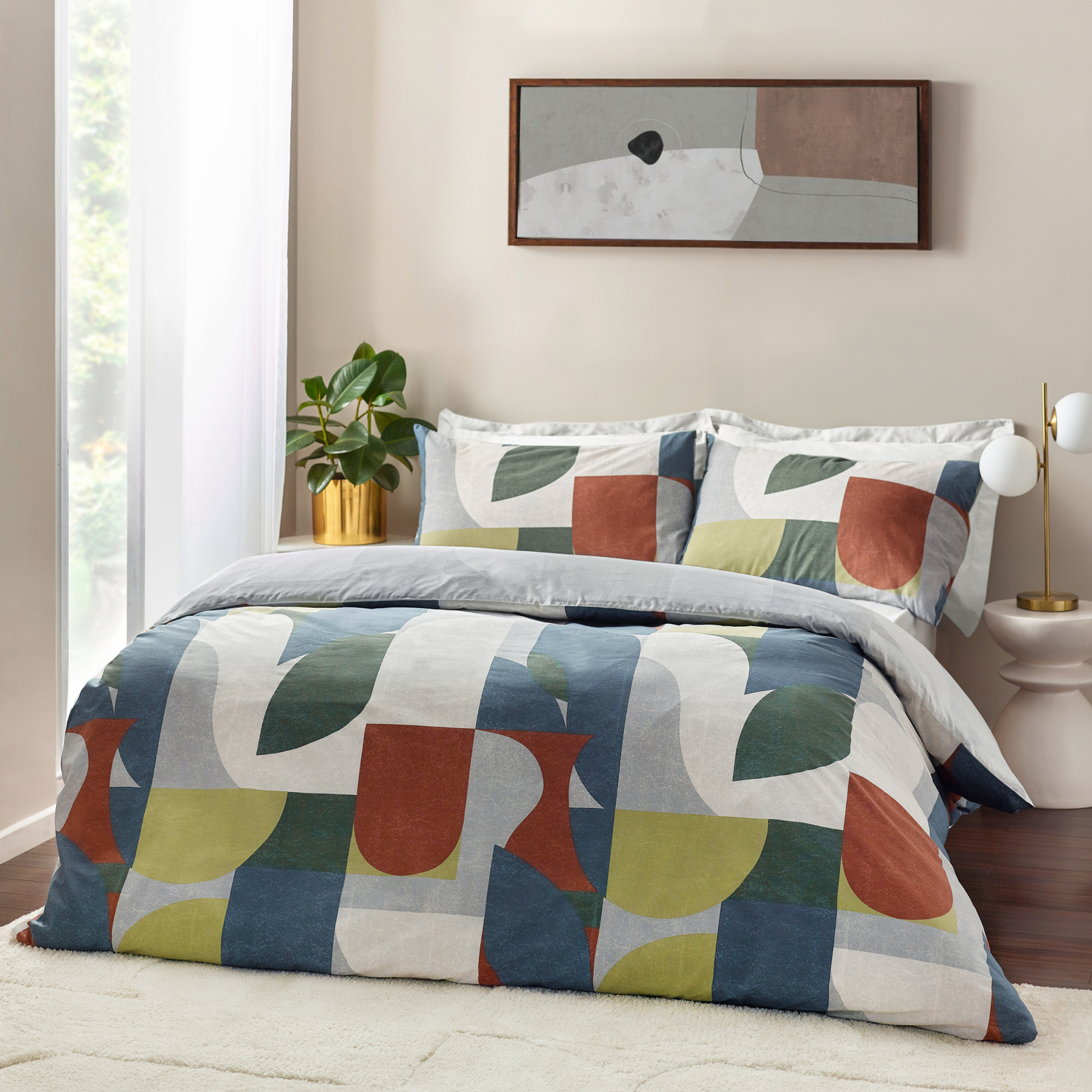 Siresa Geometric Duvet Cover Set - Multicolour Single