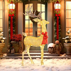 Outsunny Lighted Reindeer Christmas Decoration for Indoor Outdoor