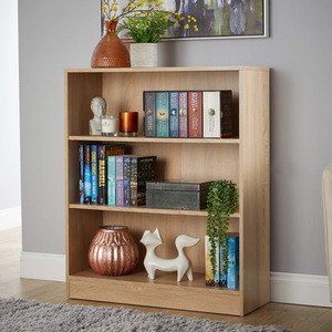 Oak Effect Home Source Clara Low Wide Storage Bookcase  shot 7021575