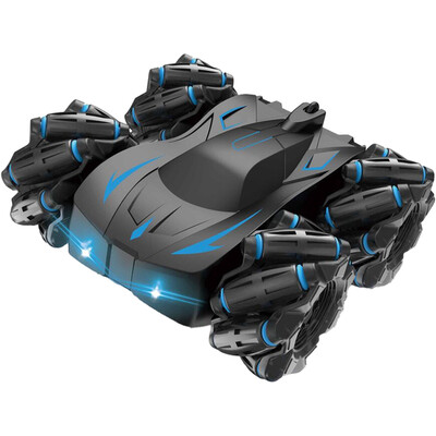 Black and Blue Remote Control Stunt Car with Lights and 4 Channels