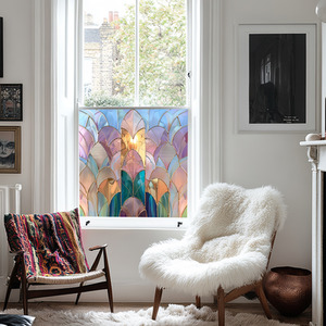 Lecco Art Deco Stained Glass Privacy Window Film