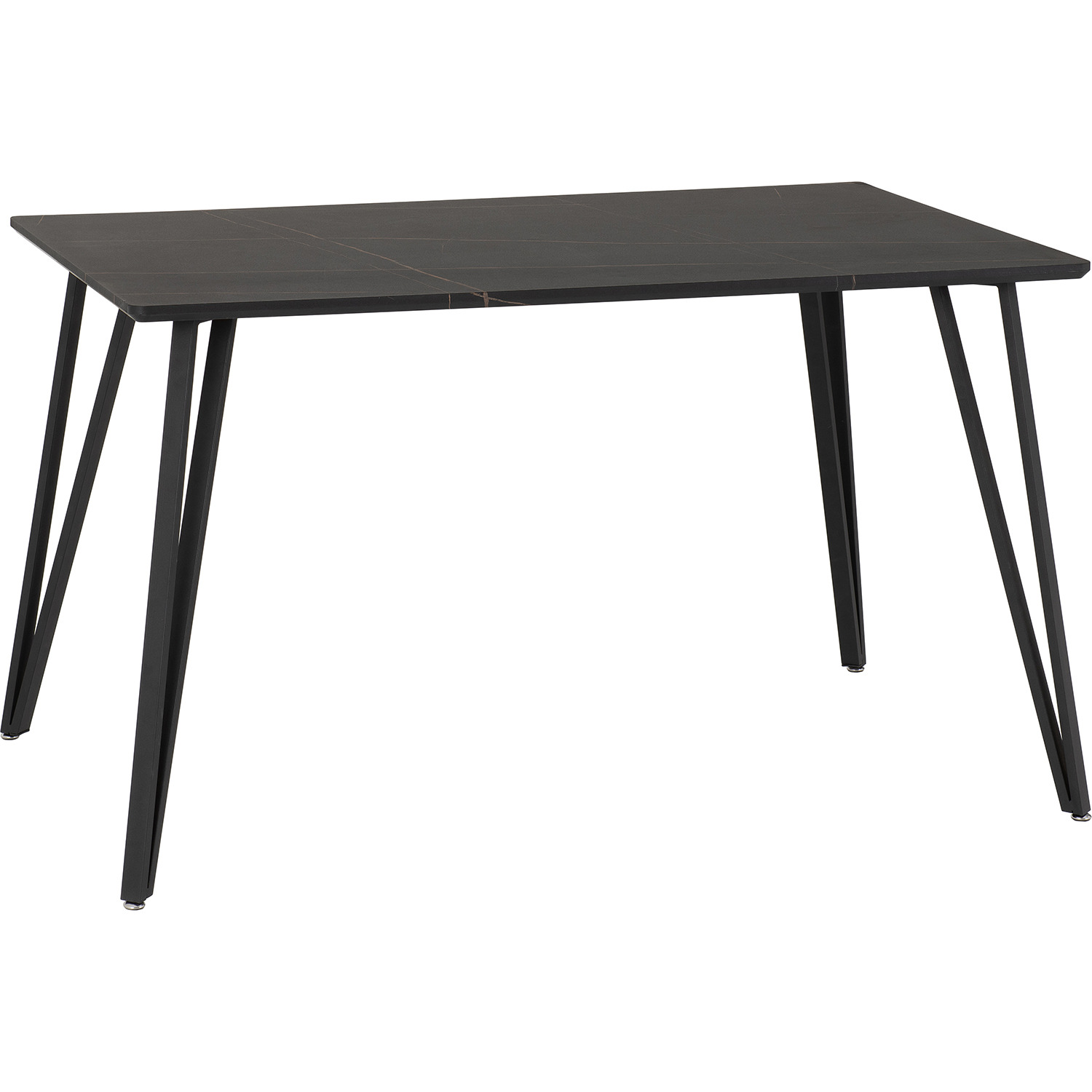 Marlow And Lukas Dining Set Black Marble Effect - Black Marble Effect - Sapphire Blue Velvet