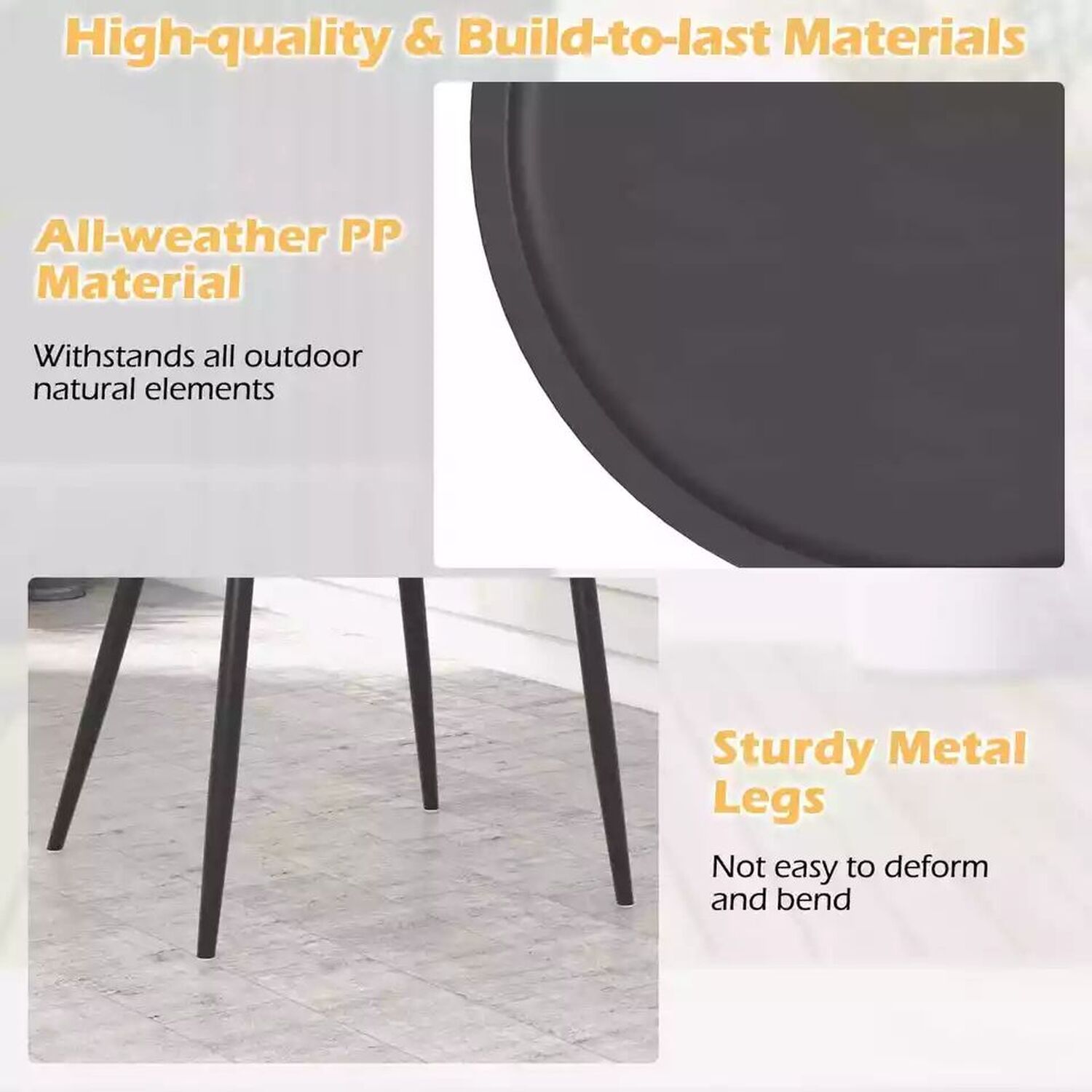 Modern 3 Piece Patio Table And Chair Set Bistro Set - Black