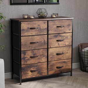 Rustic Brown Chorley Fabric Chest of Drawers 8 Drawer shot 7763950