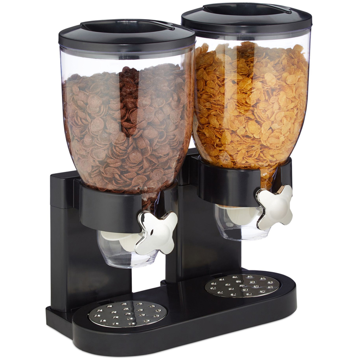 7L Dual-control Dry Food Dispenser Cereal Containers - Black