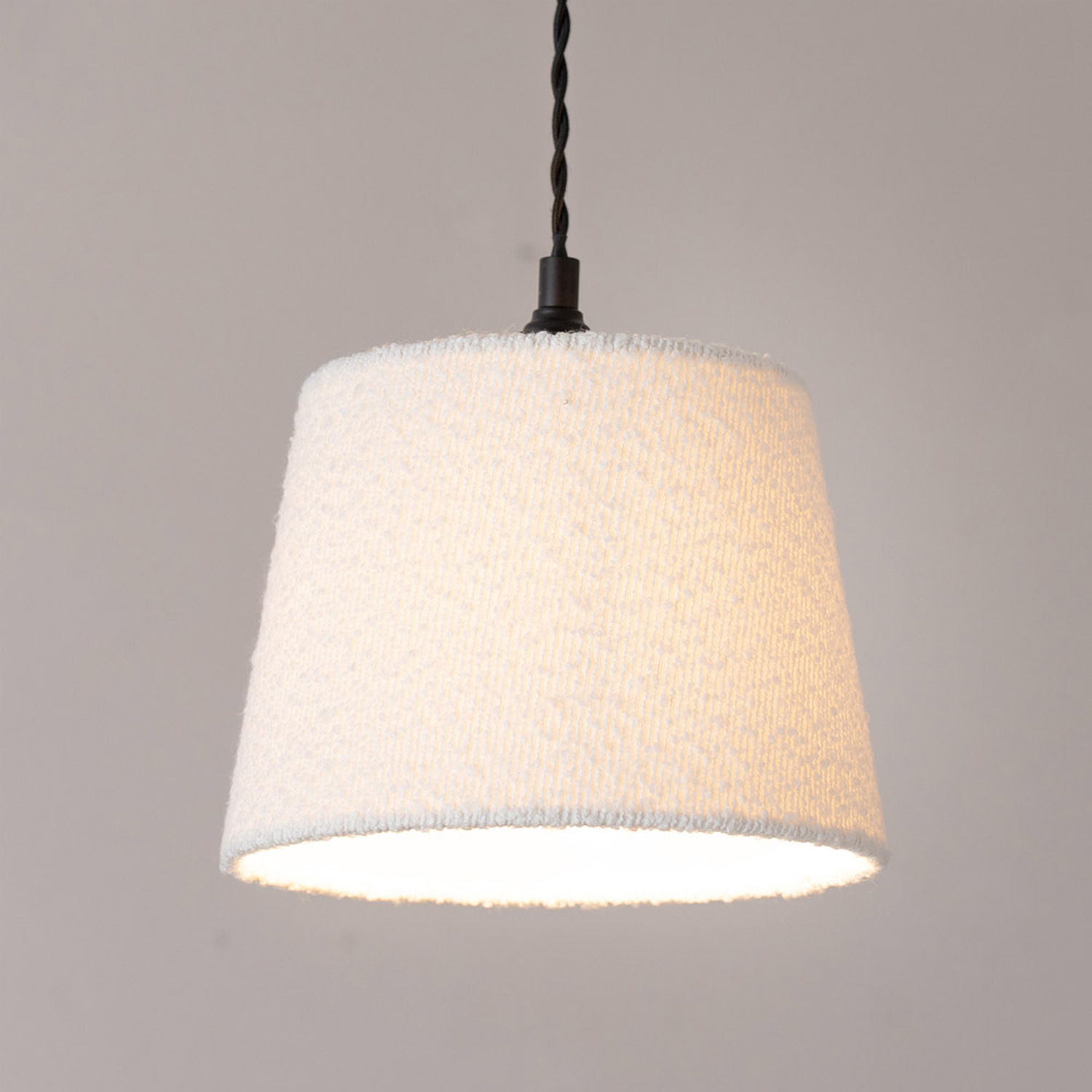 Rory Boucle Tapered Easy Fit Ceiling Lamp Shade and LED Bulb - Cream