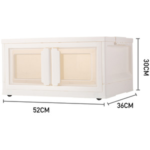 White / 56l Double-Door Collapsible Storage Box with Wheels shot 8049047