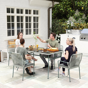 Outsunny 5 Piece Rattan Garden Dining Set with Cushions