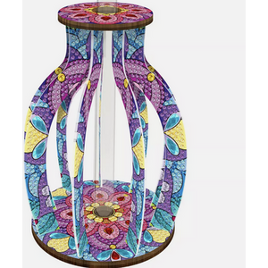 Purple and Blue Colourful Narrow Stem Diamond Art Vase