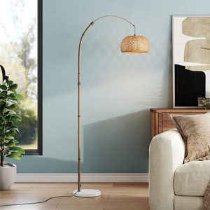 Lifeideas Bamboo Bowl-Shaped Floor Lamp