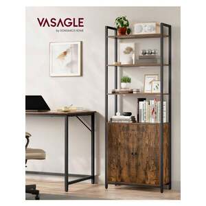VASAGLE 6-Tier Bookcase with Door and Adjustable Shelves