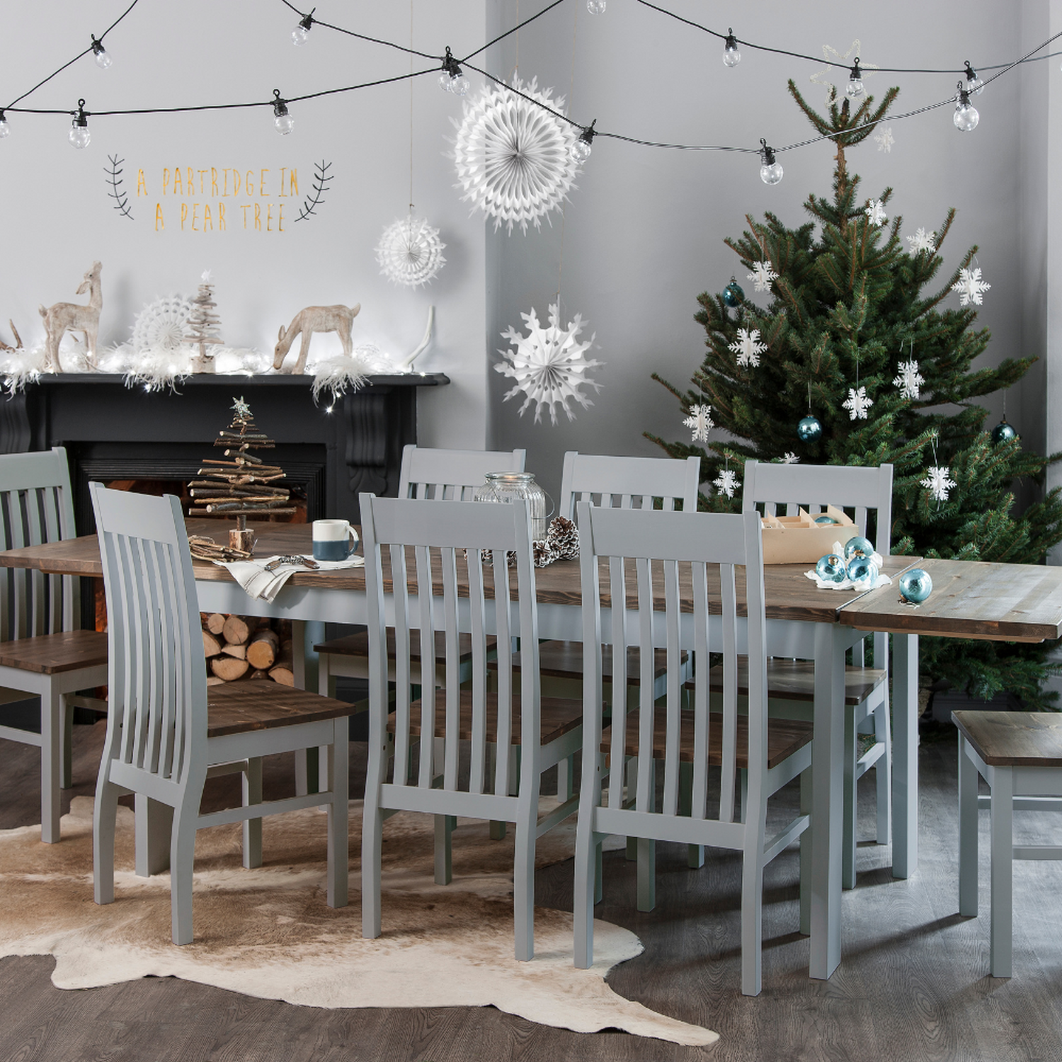 Nordic Dining Table - Grey Dark Pine