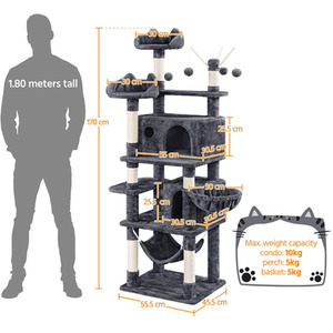 Dark Grey Yaheetech 170cm Multi-Level Large Cat Tree Tower shot 9785666