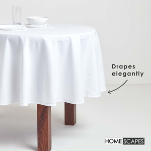 White Plain Cotton Round Tablecloth shot 9903437