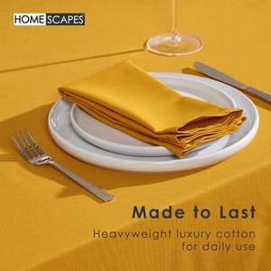 Mustard Plain Cotton Round Tablecloth shot 9904062