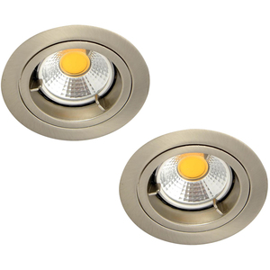 Satin Chrome / 13.5cm 2 Pack of Fixed Recessed Fire Rated IP20 Downlights shot 10028909