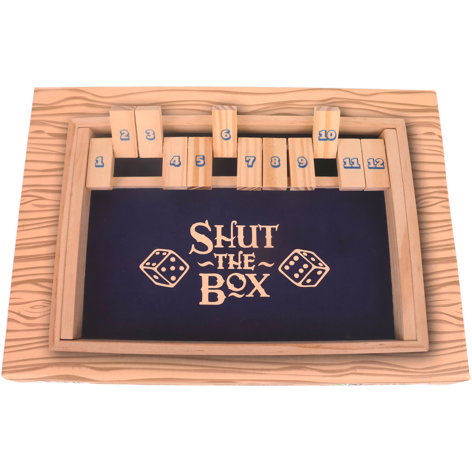 Juego Shut The Box Amerous Tablero de Madera de 30 cm con 12 Dados