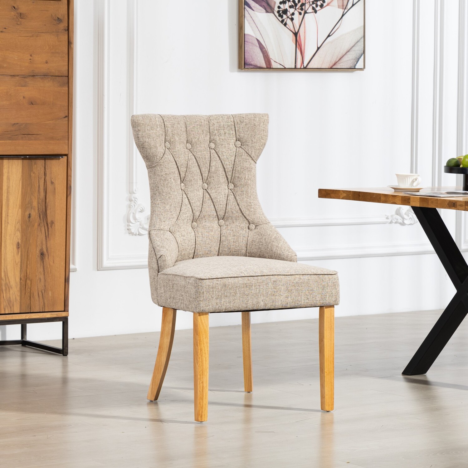 Tiana Fabric Dining Chairs - Set Of 2 - Light Brown