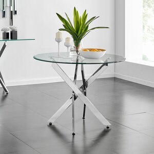 Skye Round White Marble Glass and Metal 6 Seater Dining Table