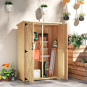 Outsunny Wooden Garden Tool Shed with Double Doors, Natural