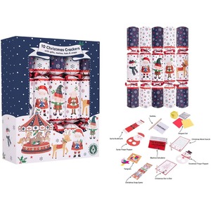 10 Cute Christmas Crackers Santa Friends Family Dinner Cracker 12Inch