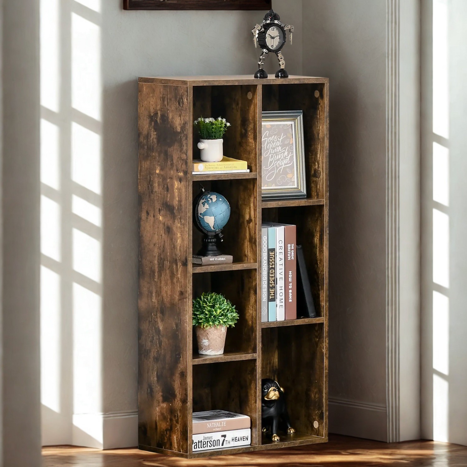 7 Cube Freestanding Storage Unit Bookcase Rustic - Rustic Brown