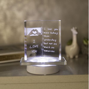 Glass Book Plaque Sentimental LED Light Love