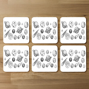 Set of space objects planets, stars Designer Coaster Set