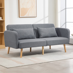 HOMCOM Convertible Sofa Bed Settee with Pillows