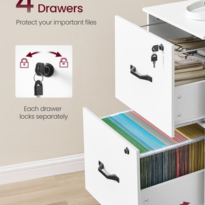 File Cabinet, Filing Cabinet for Home Office, Printer Stand, White