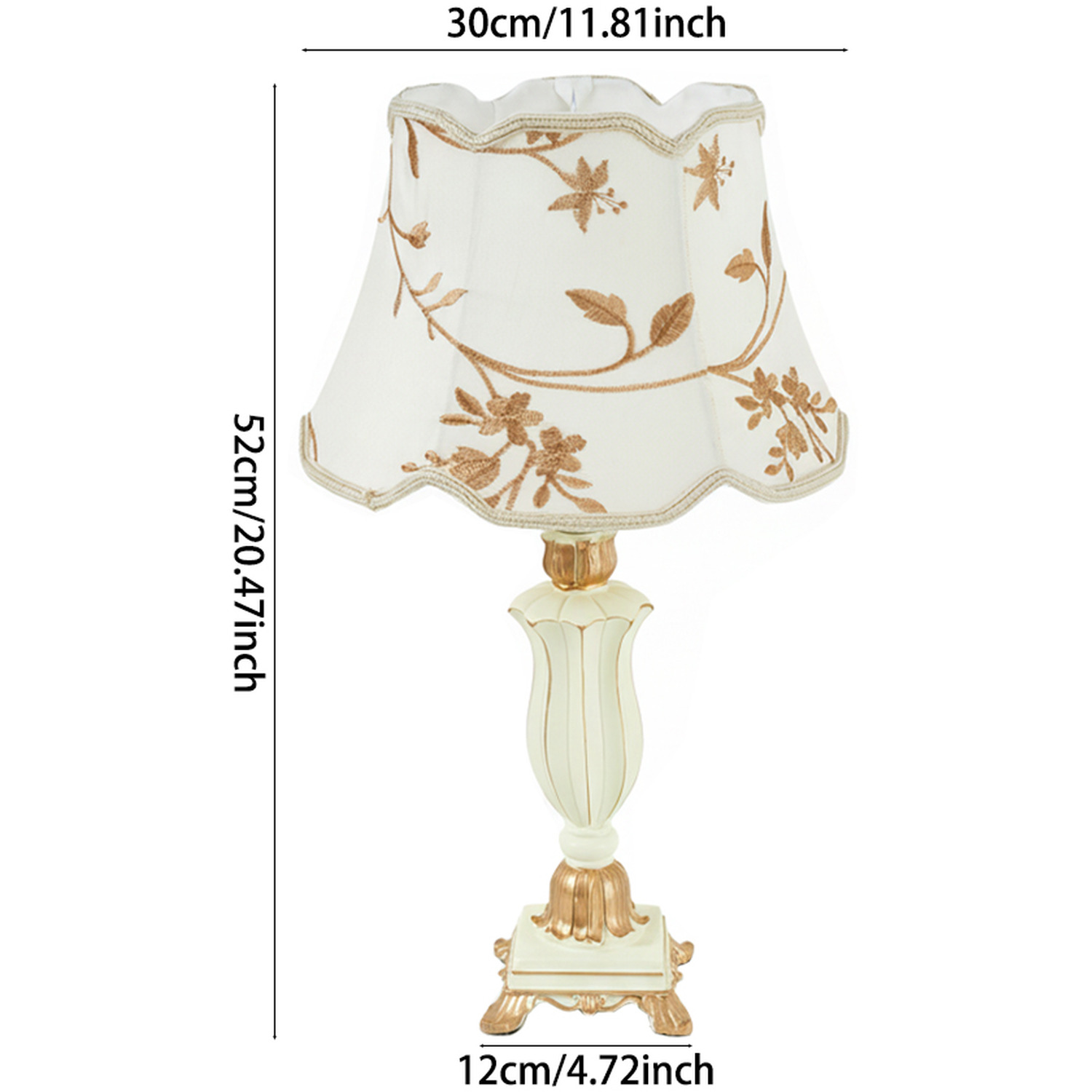Elegant Floral Wave-fold Edge Table Lamp - White And Gold