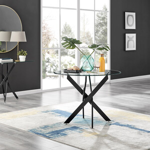 Novara Round Black Glass Modern Kitchen Dining Table