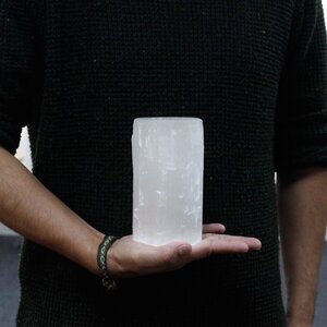 Selenite Crystal Candle Holder Healing Home Decor